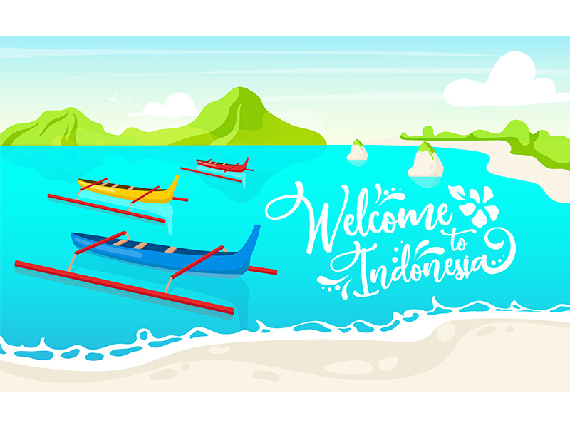 Welcome to Indonesia flat poster vector template