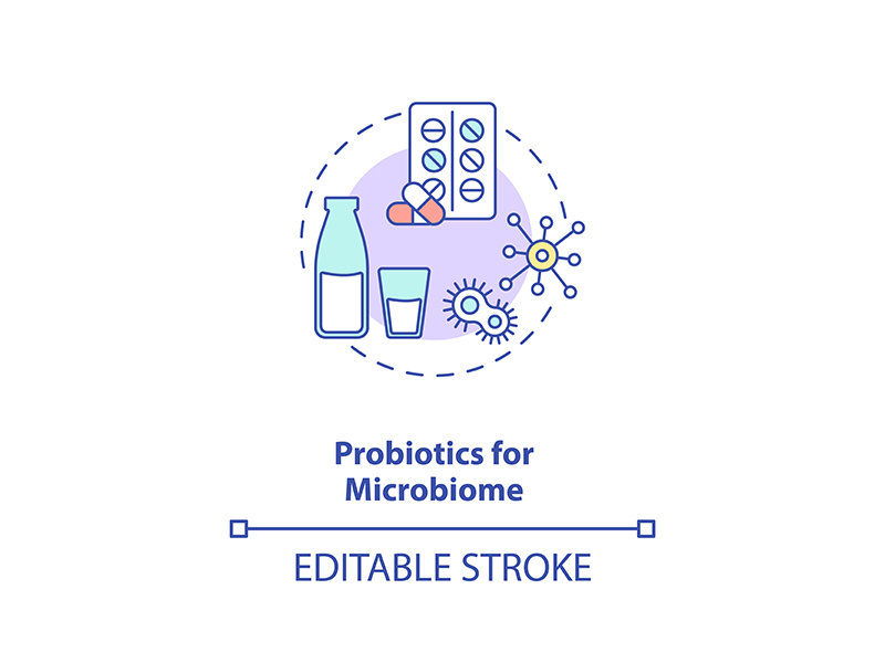 Probiotics for microbiome concept icon
