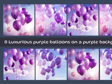 Luxurious purple balloons on a purple background preview picture