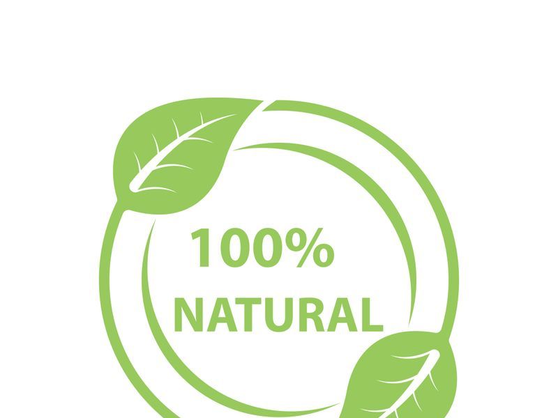 100% Natural and organic product badge vector green icon