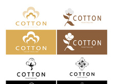 Soft natural organic cotton flower plant logo for cotton plantations, industries,business,textile,clothing and beauty,vector