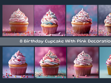 Birthday Cupcake With Pink Decoration preview picture