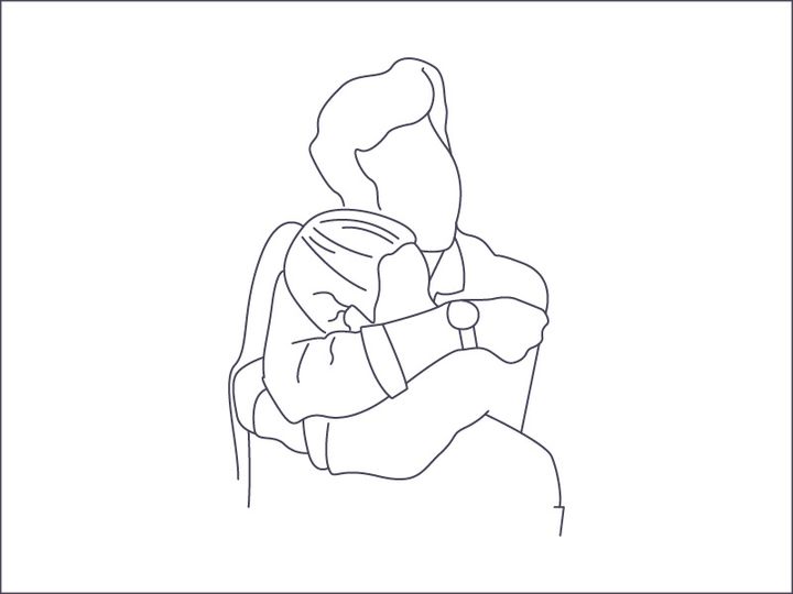 Line art portrait woman, Flower face one line vector illustration
