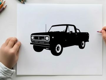 Silhouette of a classic pickup truck with a rugged design preview picture