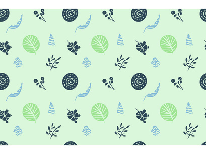 Botanical Bliss Scandinavian Plant Doodle Pattern