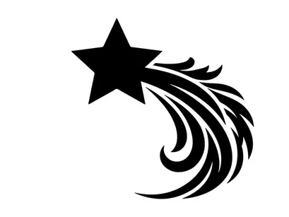 Schwarzes Sternschnuppen-Symbol isoliert auf weißem Hintergrund für Weihnachts- und Feiertagsdesign.