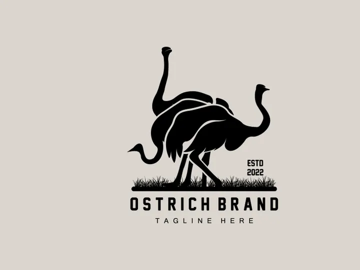 Ostrich Logo Design, Desert Animal Illustration, Living In The Forest, Vector Camel Brand Product