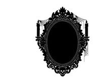 Silhouette of an ornate mirror with candelabras silhouette