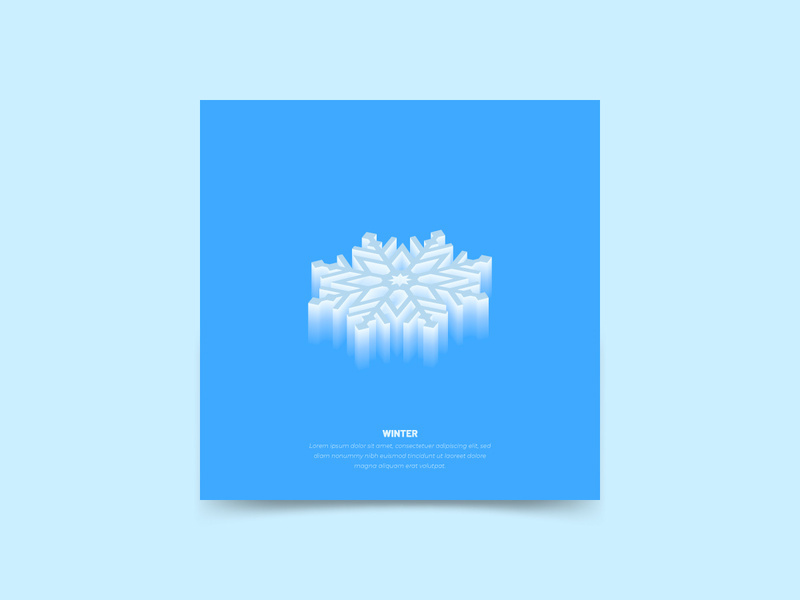Blue snowflake 3d realistic winter decoration isolated