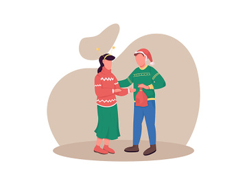 Couple on Christmas eve flat color vector faceless characters preview picture