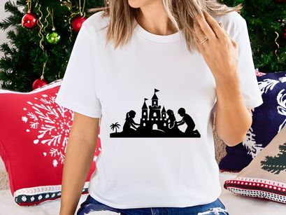 Kids Building Sandcastle on Beach