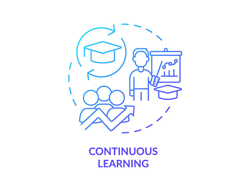 Continuous learning blue gradient concept icon