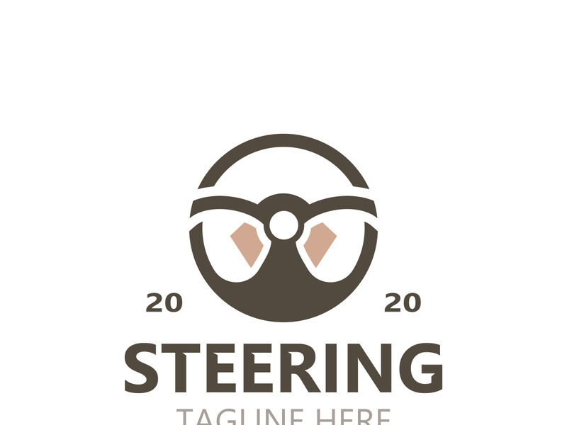 Steering wheel logo automotive car design garage auto repair workshop illustration