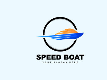 Speed Boat Logo, Fast Cargo Ship Vector, Sailboat, Design For Ship Manufacturing Company, Waterway Shipping, Marine Vehicles preview picture