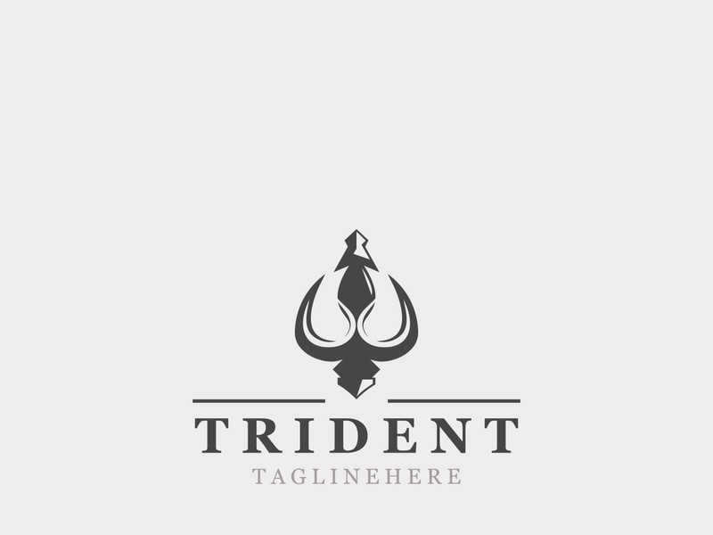 Trident Poseidon Logo, Spear Simple Vintage Template Design