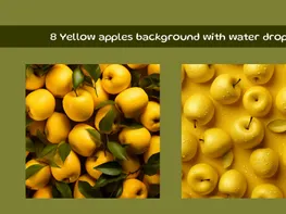 Yellow apples background with water drop preview picture