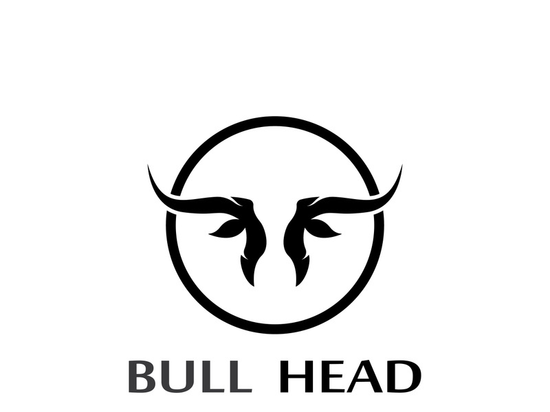 Retro vintage bull head horns logo.