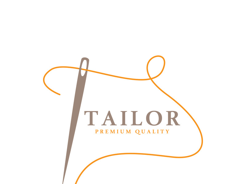 Tailor logo icon illustration template combination of buttons for clothes, thread and sewing machine, for clothing product design