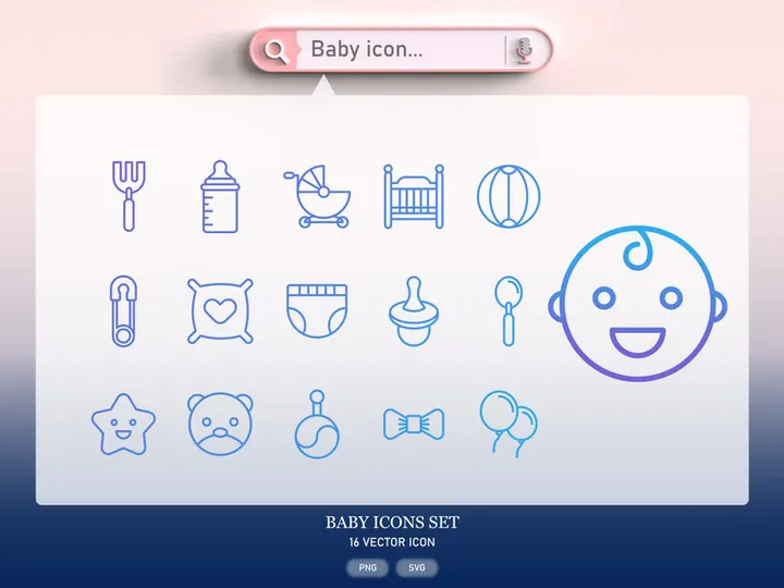 Baby newborn icon set