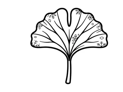Elegant Ginkgo-Blatt-Illustration für Natur- und botanische Designs. Künstlerische botanische Zeichnung mit detaillierter Blattstruktur.