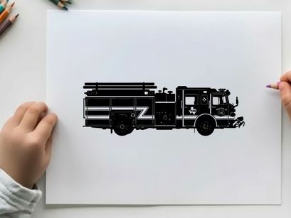 Silhouette of a fire truck vehicle emergency response