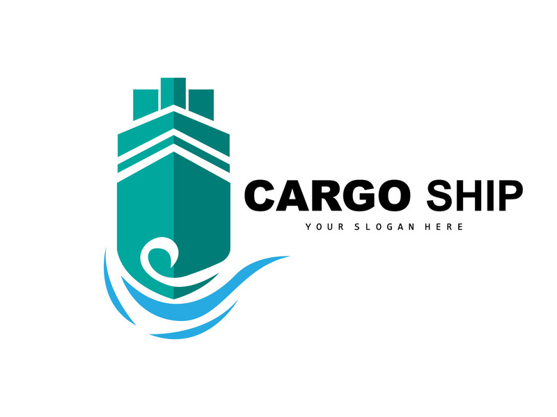 Cargo Ship Logo, Fast Cargo Ship Vector