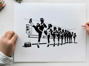 Silhouette of a runner leading a pack in a marathon silhouette preview picture