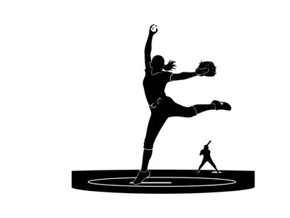 Silhouette of a softball pitcher in action throwing a ball