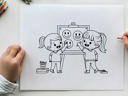 Children emotions reaction flat design vector illustration
