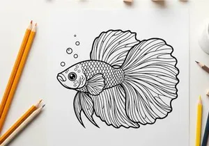 Betta fish swimming vector illustration flat design