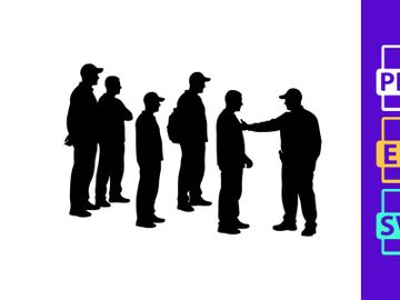 Silhouette of a line of people with one person reaching out to another preview picture