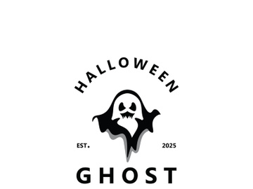 Halloween spooky ghost character in flat style isolated template design preview picture