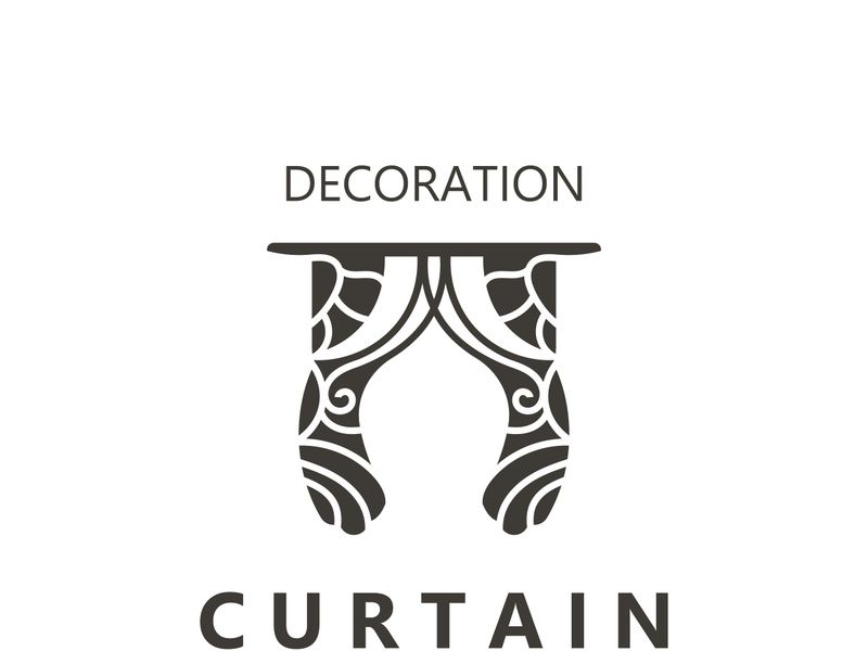 Curtain logo decoration style minimalist elegant vector design illustration