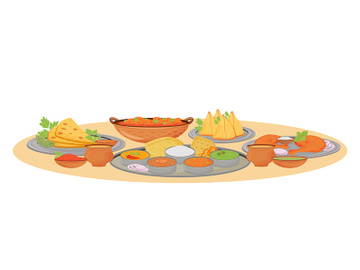 Indian dishes serving cartoon vector illustration preview picture