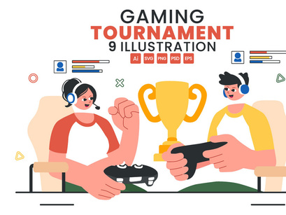 9 E-Sports Gaming Tournament Illustration