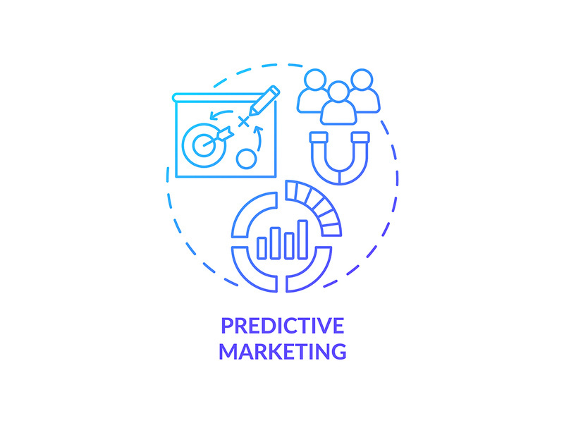 Predictive marketing blue gradient concept icon