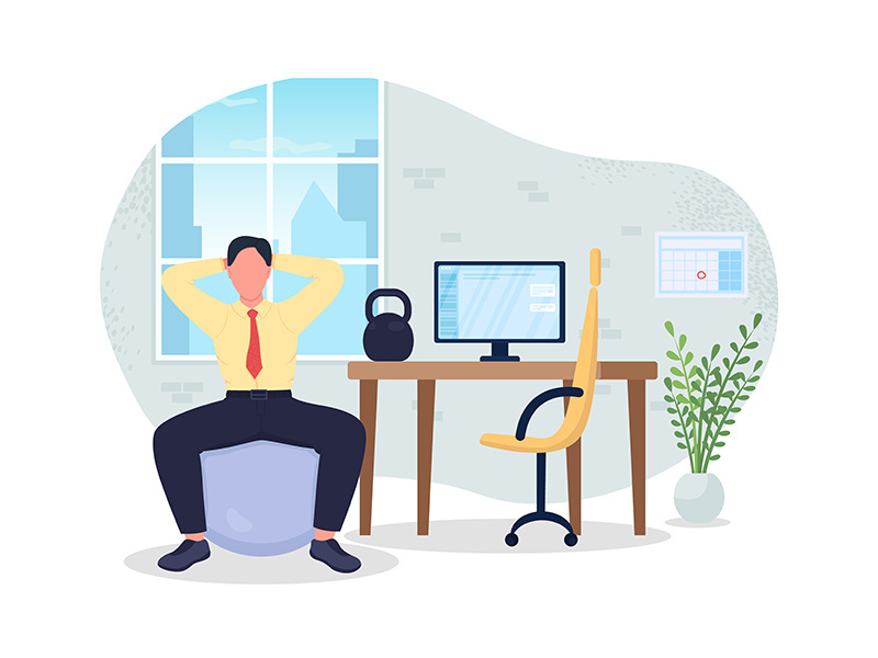 Exercise break at workplace 2D vector web banner, poster