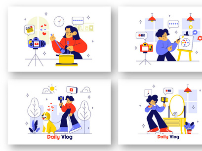 10 Influencer Daily Vlog Illustration