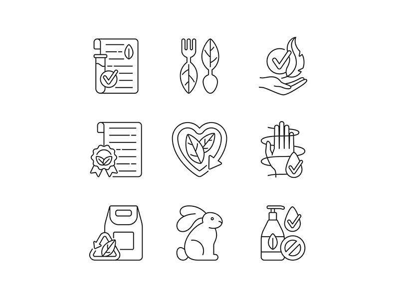 Natural cosmetics linear icons set