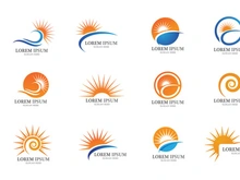 Vector Icon Logo Template Sun over horizon