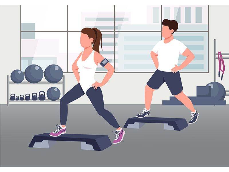 Step up class flat color vector illustration