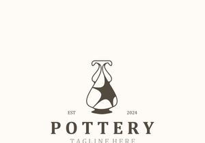 Pottery logo design handmade, creative traditional mug craft concept inspiration nature workshop