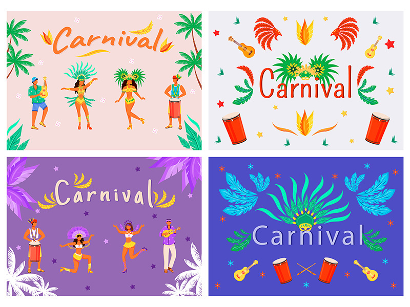 Carnival banner flat vector templates set
