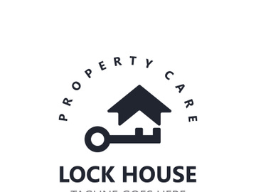 Lock House secure logo design, smart key home vector concept template preview picture