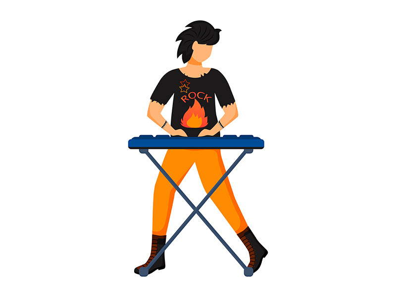 Keyboardist flat color vector illustration