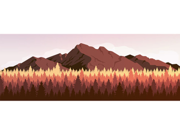 Mountain and coniferous forest flat color vector illustration preview picture
