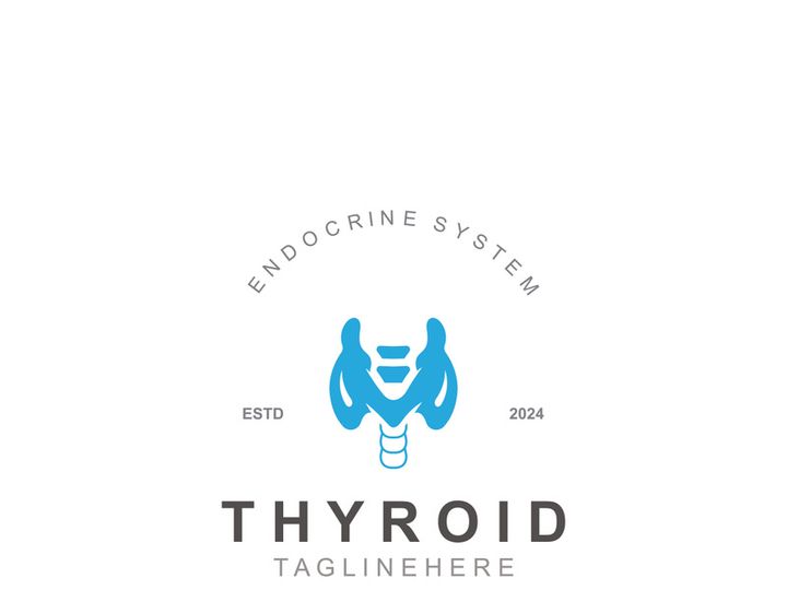 Thyroid Gland human Endocrine System structure logo thyroid care simple template design