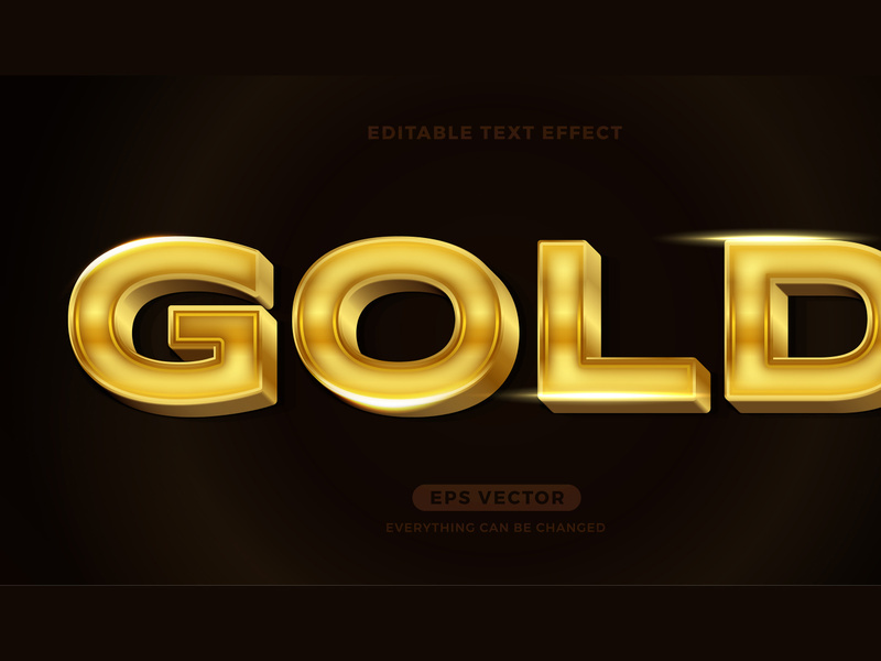 Gold editable text effect style vector