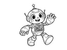 Friendly robot waving hand vector illustration flat design