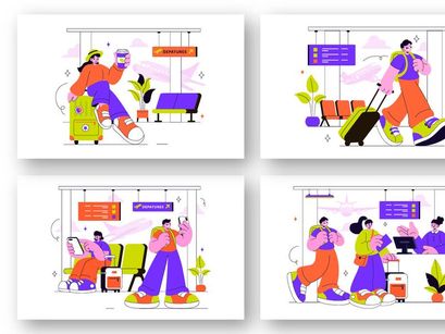 10 Airport Vector Illustration